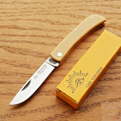 German Eye Clodbuster Folding Knife 3.75'' Solingen Steel Blade Celluloid Handle