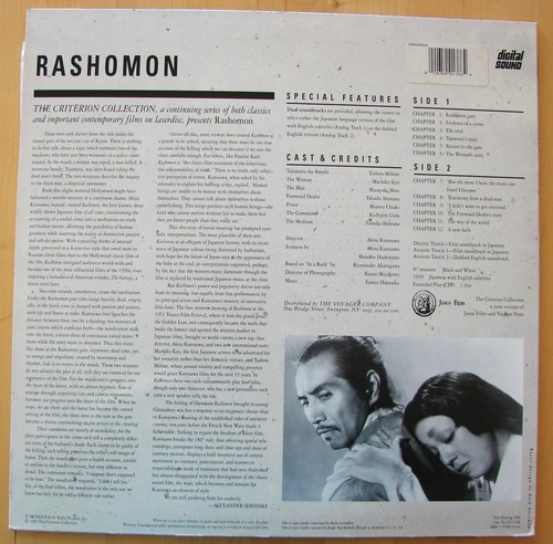 RASHOMON Criterion 49 Japanese Language Subtitles & English Dubbed LASERDISC - Picture 2 of 4