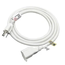 Heavy Duty Extension Cord 6FT 14AWG 1875W 15A White Indoor Outdoor Cable
