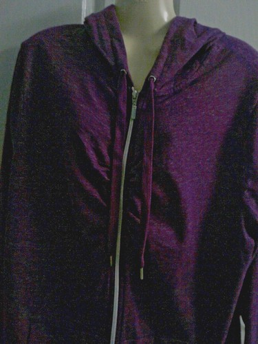 18W MODA HOODIE ANORAK PURPLE ZIP FRONT KNIT COTTON MACHINE WASH NWT $25 - Picture 3 of 6