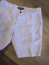 Vilebrequin EUC authentic blue white stripe modern linen beach shorts XL