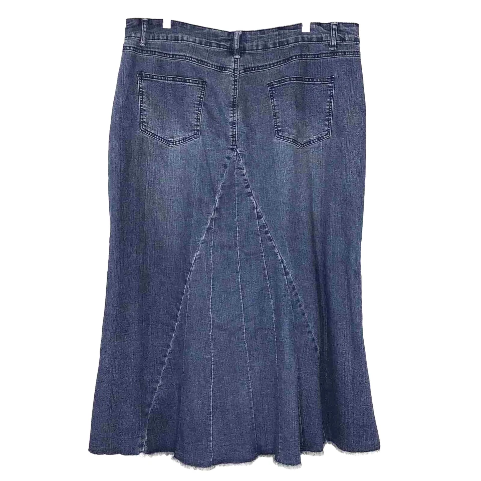 Maxi falda vaquera Ashley Stewart para mujer dobladillo crudo con cuentas elástica talla 16 Foto 2 de 4