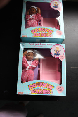 NRFB Galoob Bouncin Babies Peek A Boo Baby and her Car Seat 2X  MIB