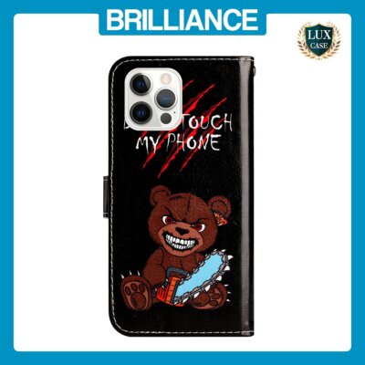 Brilliance LUX iPhone 12 Pro Max Flip PU Leather Wallet 3D Print Bear with Wr...