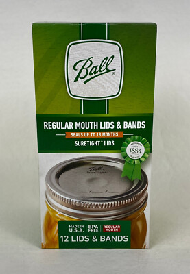 New 12 Lids & Bands Ball Regular Mouth Lids & Bands BPA Free Supertight Lids