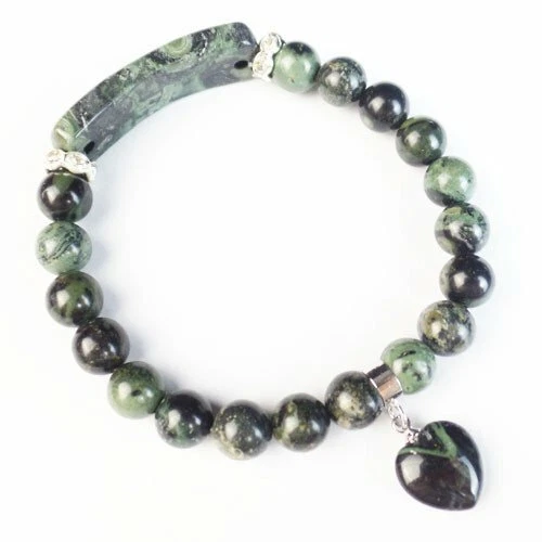 Kambaba Jaspis Kugel länglich gepflastert Kristall dehnbar Armband 7,5 Zoll D32064