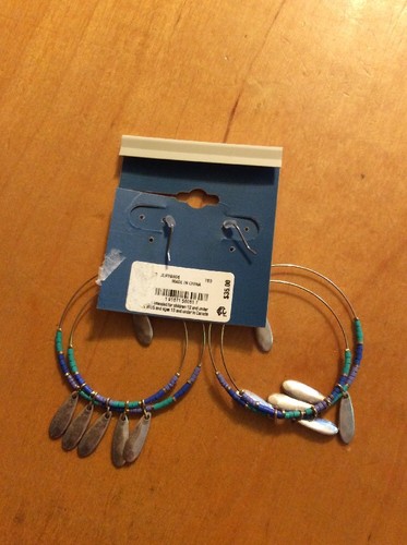 $39 Lucky Brand two tone colored bead double hoop drop earrings Lj7 - Picture 5 of 6
