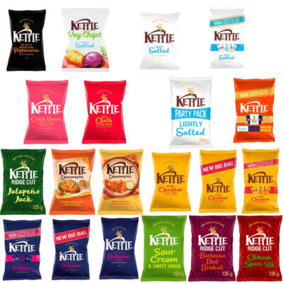 Kettle Chips Cheddar Meersalz Gemüse Sorten Beutel verschiedene Geschmacksrichtungen