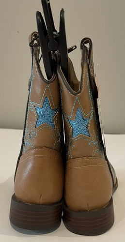 Wonder Nation Brown Square Toe Western Cowboy Boots Shoes Toddler Girl 10 NEW - Picture 6 of 10