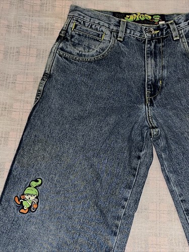 Vintage JNCO Girlie Stuff 20" Rewind Keep On Movin Denim Jeans Size 3 Raver - Picture 11 of 24