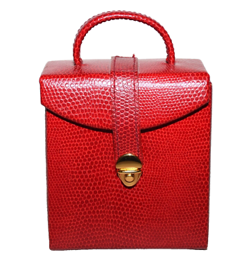 Red Snake Embossed Faux Leather Foldout Travel Jewelry Box Mini