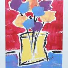 Floral Art Original Abstract Flower 8x10 Painting Modern Pop Art Minimalist
