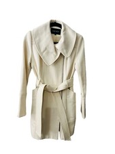 Nine West Wool Woman’s Ivory Coat Size 4 Cream Professional Dress Zip