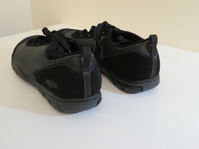 KEEN BLACK LEATHER LACE UP SNEAKERS SHOES NEW HUSH LEA CNX 6 | eBay