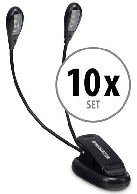 10x Set Doppel Notenpult Leuchte Notenständer Licht Schwanenhals Lampe 8 LEDs