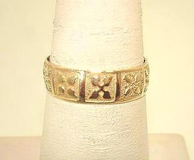 6mm Hawaiian Heirloom 14k Yellow Gold Traditional Mixed Quilts Ring