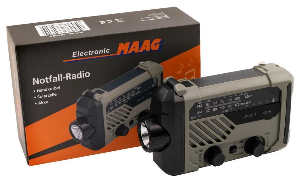 Kurbelradio Batteriefreies Solar- & Dynamo-Koffer-Radio mit LED-Lampe Notfall - Bild 2 von 4