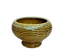 Vintage Footed Planter Vase American Pottery Green  4 1/4" High Retro MCM EUC