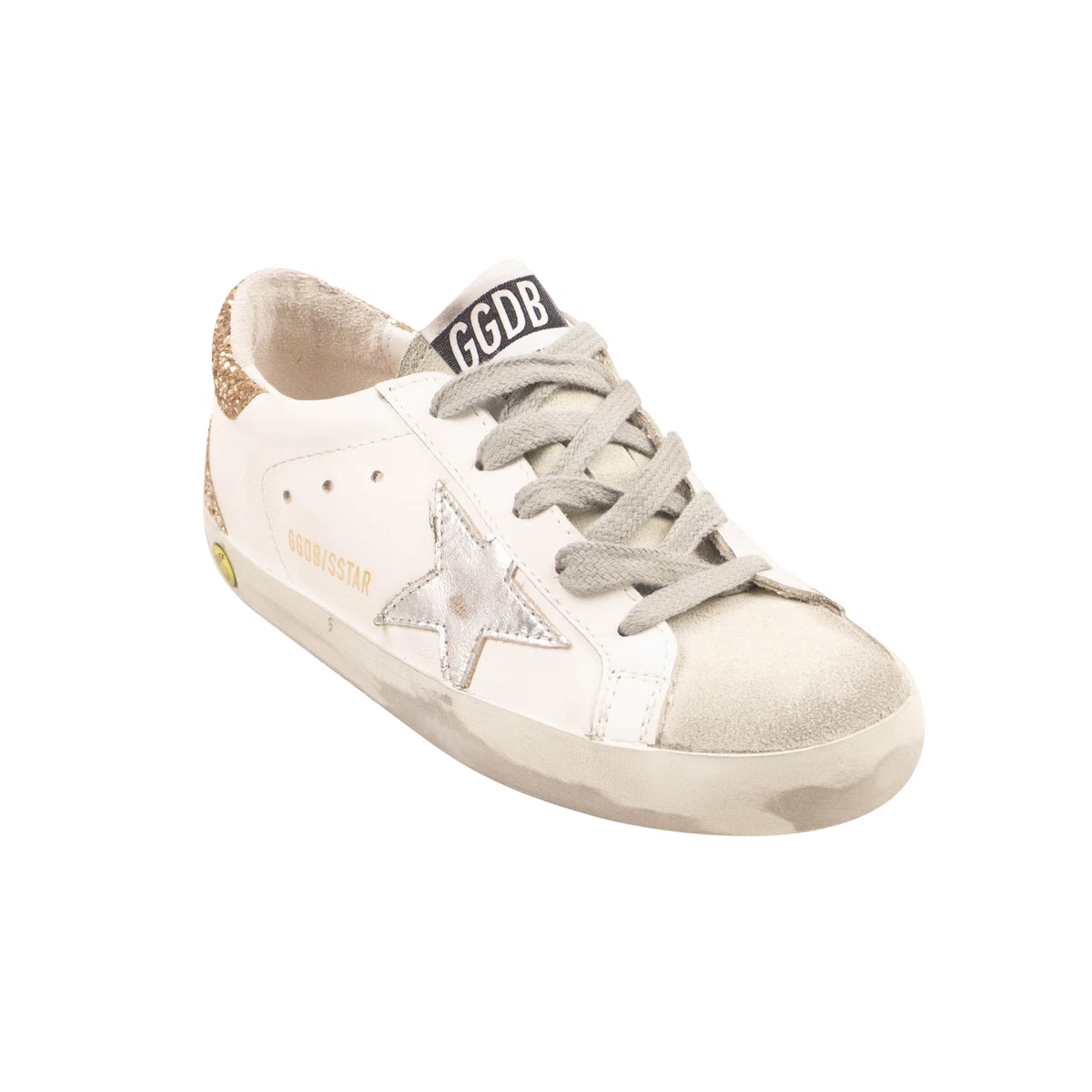 NIB GOLDEN GOOSE White Leather Suede Glitter Super Star Sneakers