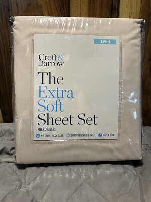 Croft & Barrow Twin the extra Soft Sheet Set Tan New