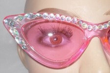 SUNGLASSES CATEYE SHAPED PINK WITH CRYSTAL RHINESTONES 4 BEAUTIES FREE US SHIP