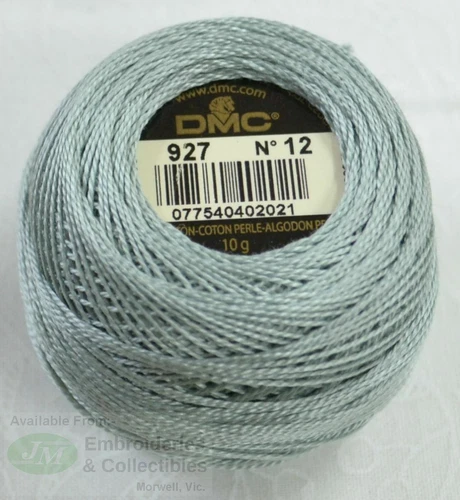 DMC Perle (Pearl) 12 Cotton 10g Ball 120m Colour 927 LIGHT GREY GREEN
