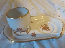 Limoges Tea Set Saucer w/spoon rest and Tea cupGold trimmed with floral design