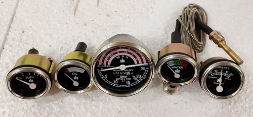 Kit Jauges Tracteur IH B250, B275, B414, 276, 354, 434, 444 - Tachymètre + Température + Pression Huile + Ampèremètre