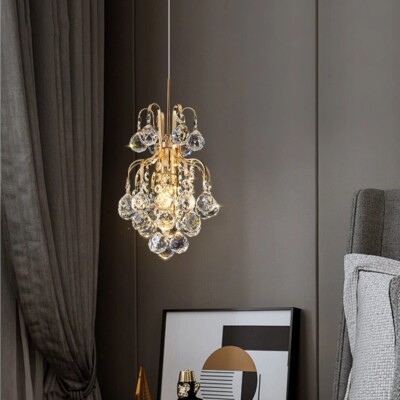 Gold K9 Crystal Chandelier Small Pendant Lamp For Bedroom Dining Room Decor