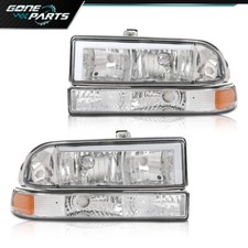 Fit For 1998-2004 Chevy S10blazer Led Tube Amberchrome Headlights Assembly