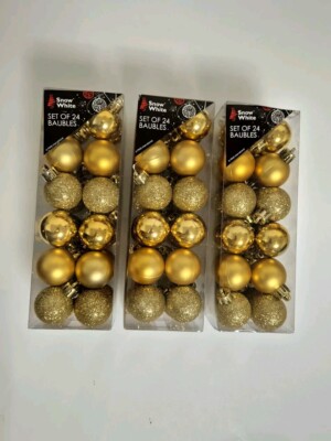 Goldene Christbaumkugeln zum Aufhängen Deko Golden Glitzer 3 Packungen 72 Stück