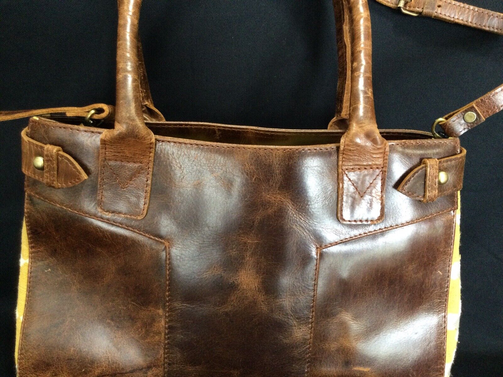 JOYN Bag Purse Leather Woven Multicolor Cotton Ha… - image 8