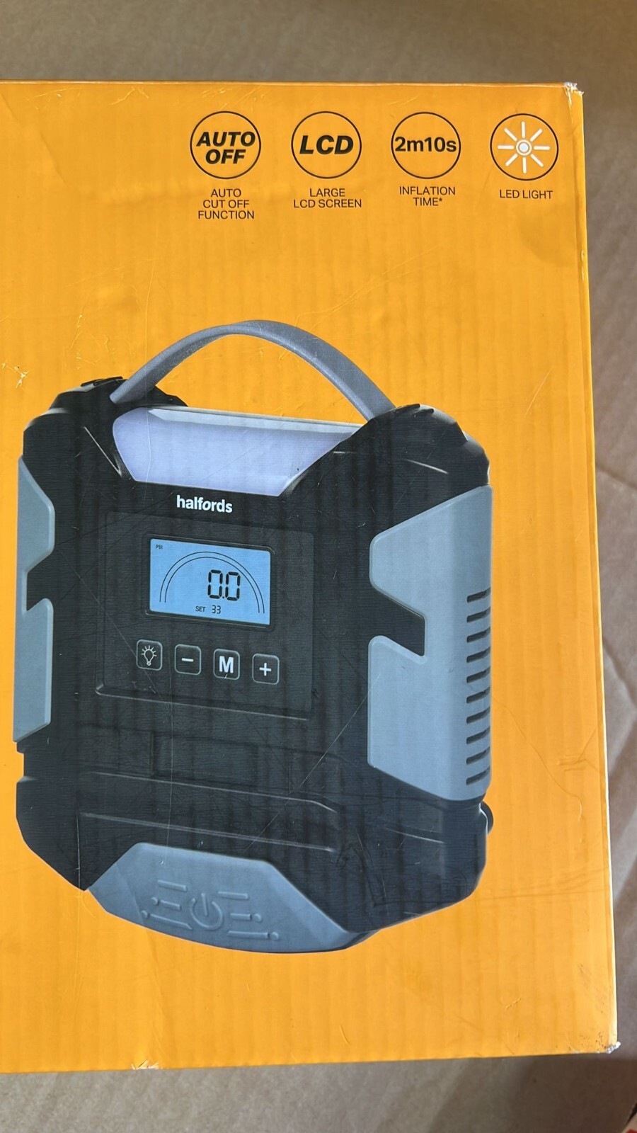 Halfords Rapid Digital Tyre Inflator Car 2min auto off led lcd display