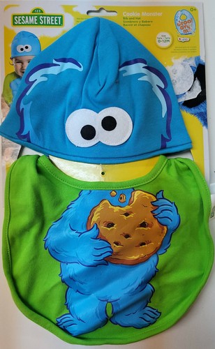 Sesame Street Elmo Cookie Monster Hat and Bib Infant Set - Imagen 3 de 7