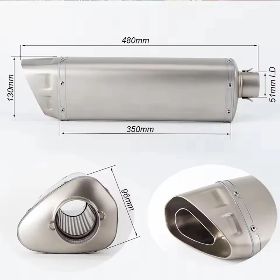 Tubo de escape universal para motocicleta Slip-on 51 mm 2" 480 mm puntas silenciadoras modelo A19 Foto 3 de 4