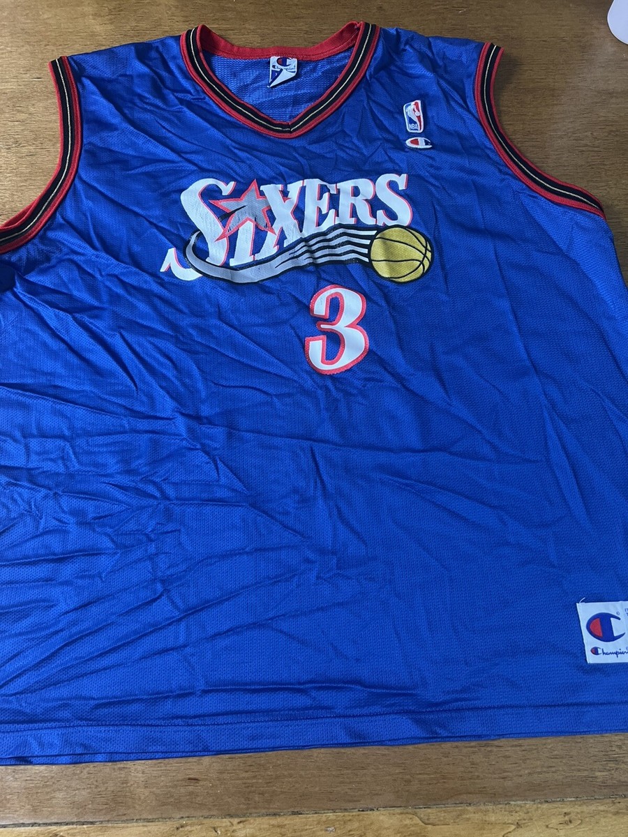 IVERSON 76ers Champion バスケットボールシャツ XL Philadelphia 76ers #3 Allen Iverson Authentic Sewn Champion