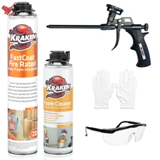 Kraken Bond FastCoat Closed Cell Spray Foam 1 Pk Class A Fire-Rated Gun Incl Set