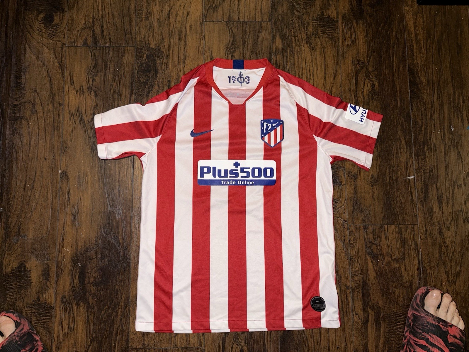 Mens L Nike Atletico Madrid 2019 - 20 Home Football  Soccer Jersey Miami Clinic