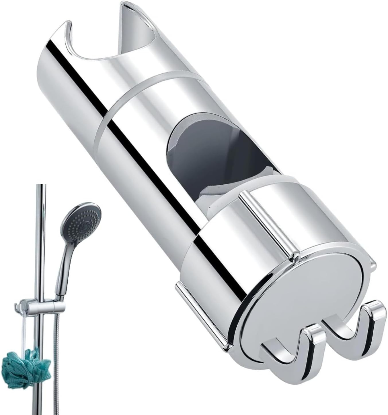 WUBAYI Shower Head Holder with 2 Hooks, Universal Shower Holder Bracket for 16-2