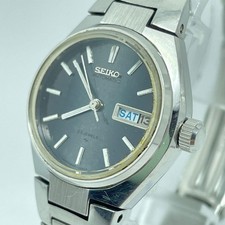 SEIKO 2406-0020 Automatic 23 Jewels Navy Dial Faceted Crystal Vintage Watch
