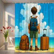 Colorful Cartoon Shower Curtain for Kids' Bathroom Decor