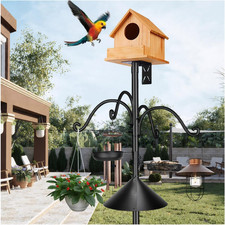 Heavy Duty Bird Feeder Pole Stand, 76 Inch Metal Bird Feeder Pole with Squirrel
