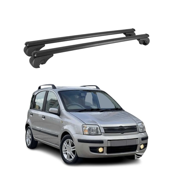DachträGer FüR Fiat Panda 2003-2012 GepäCkträGer GrundträGer Alu Schwarz 2X-image