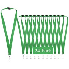 24-Pack Green Breakaway Lanyards for Badges, Polyester Neck Straps for Cards,...