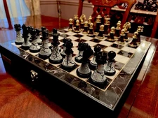 Hand-painted Metal Chess Set With Carrying Case