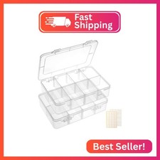 QUEFE 2 Pack 8 Grids Bead Organizers and Storage, Plastic Organizer Box with Rem