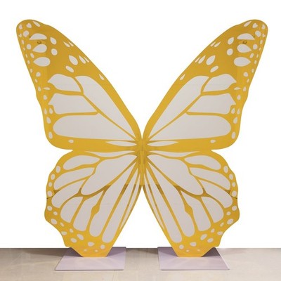 7 ft White Gold Butterfly Foamboard Stand Party Events