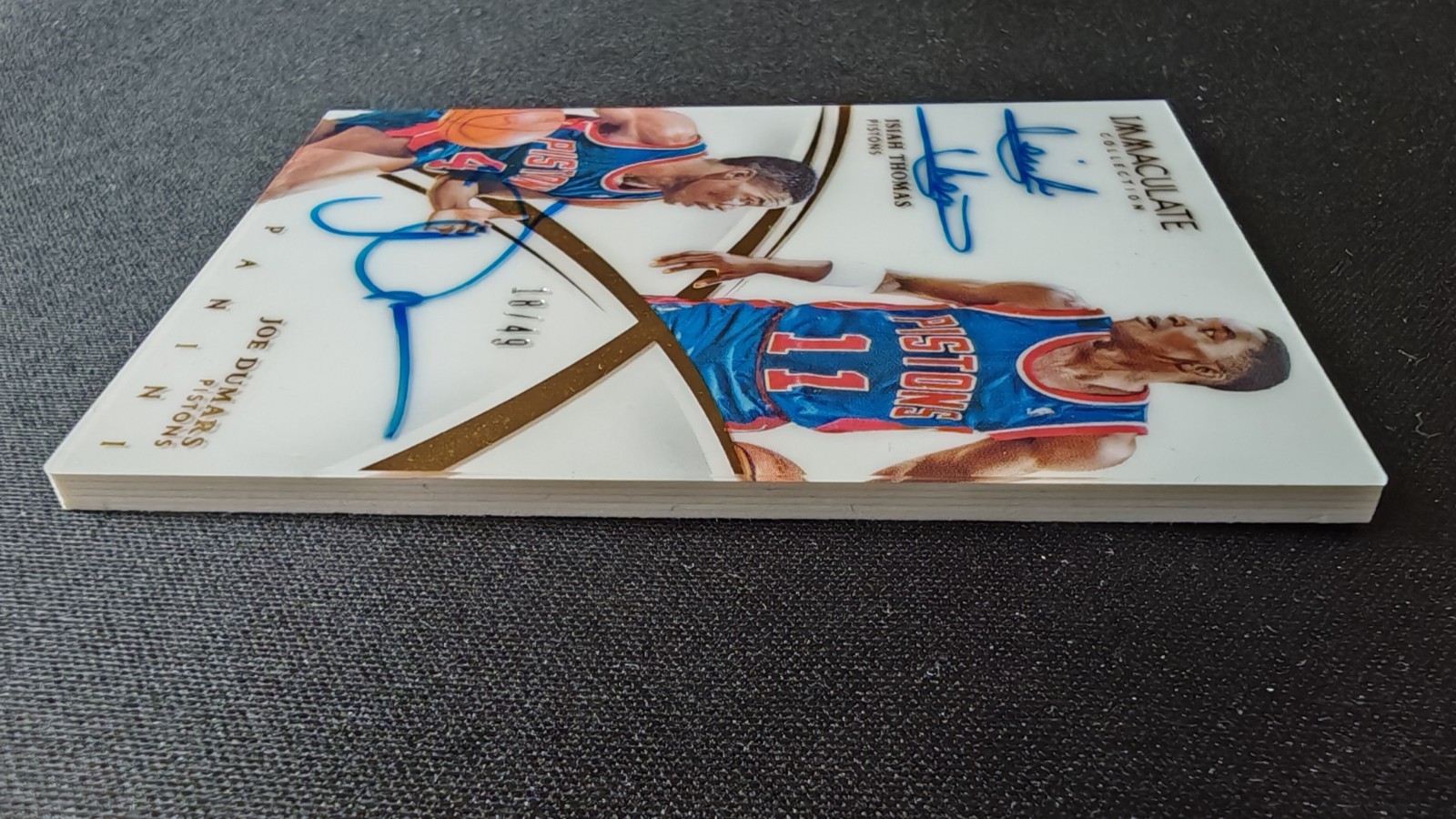 2014-15 Panini Immaculate Isiah Thomas / Joe Dumars Dual Auto Autograph 18/49!! view 6