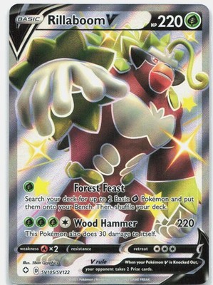 Rillaboom V Shiny Holo Rare Shining Fates: Shiny Vault SV105/SV122 NM