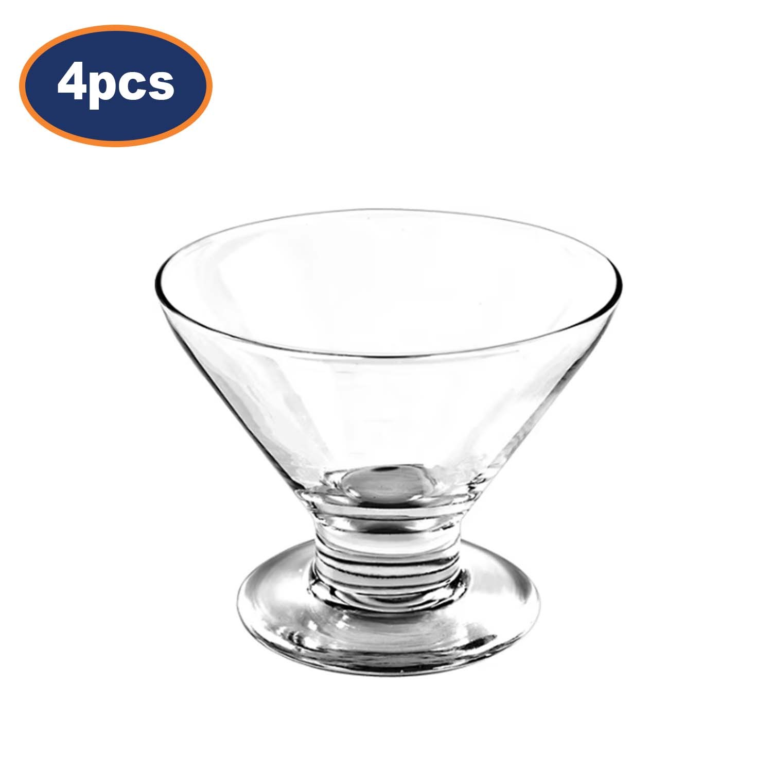 Ice Cream Cup 4pcs Glass Dessert Bowls Cocktail Footed Sundae Serving Cups 170ml